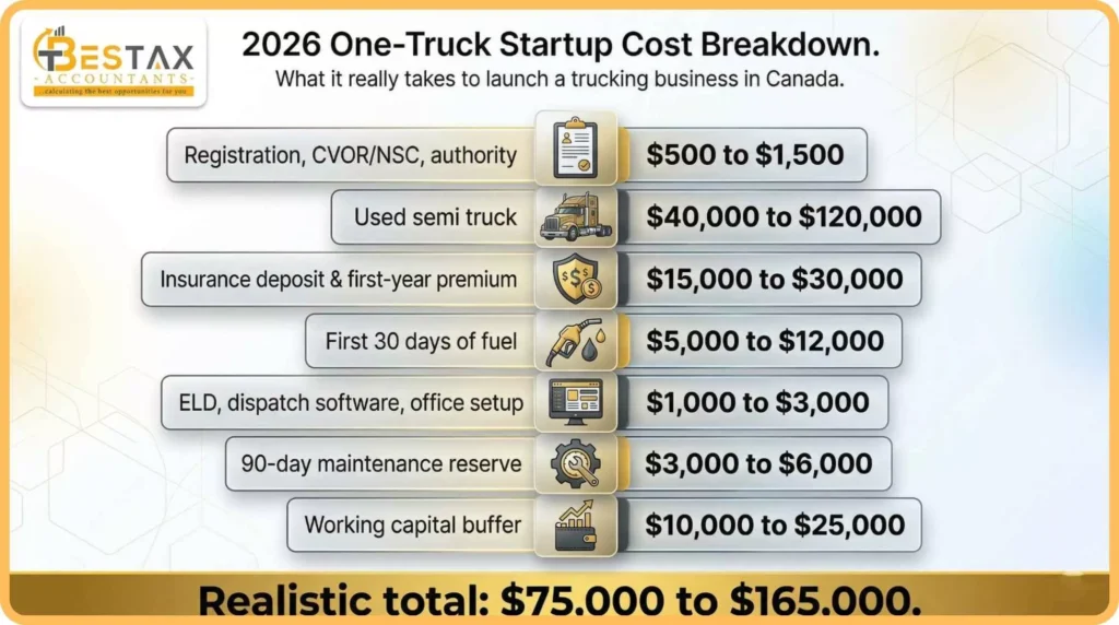 How to Start a Trucking Business in Canada 2026: Full Cost Breakdown & Requirements 2 truck setup cost breakdown